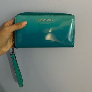Teal Michael Kors Wristlet Wallet, Lightly Used